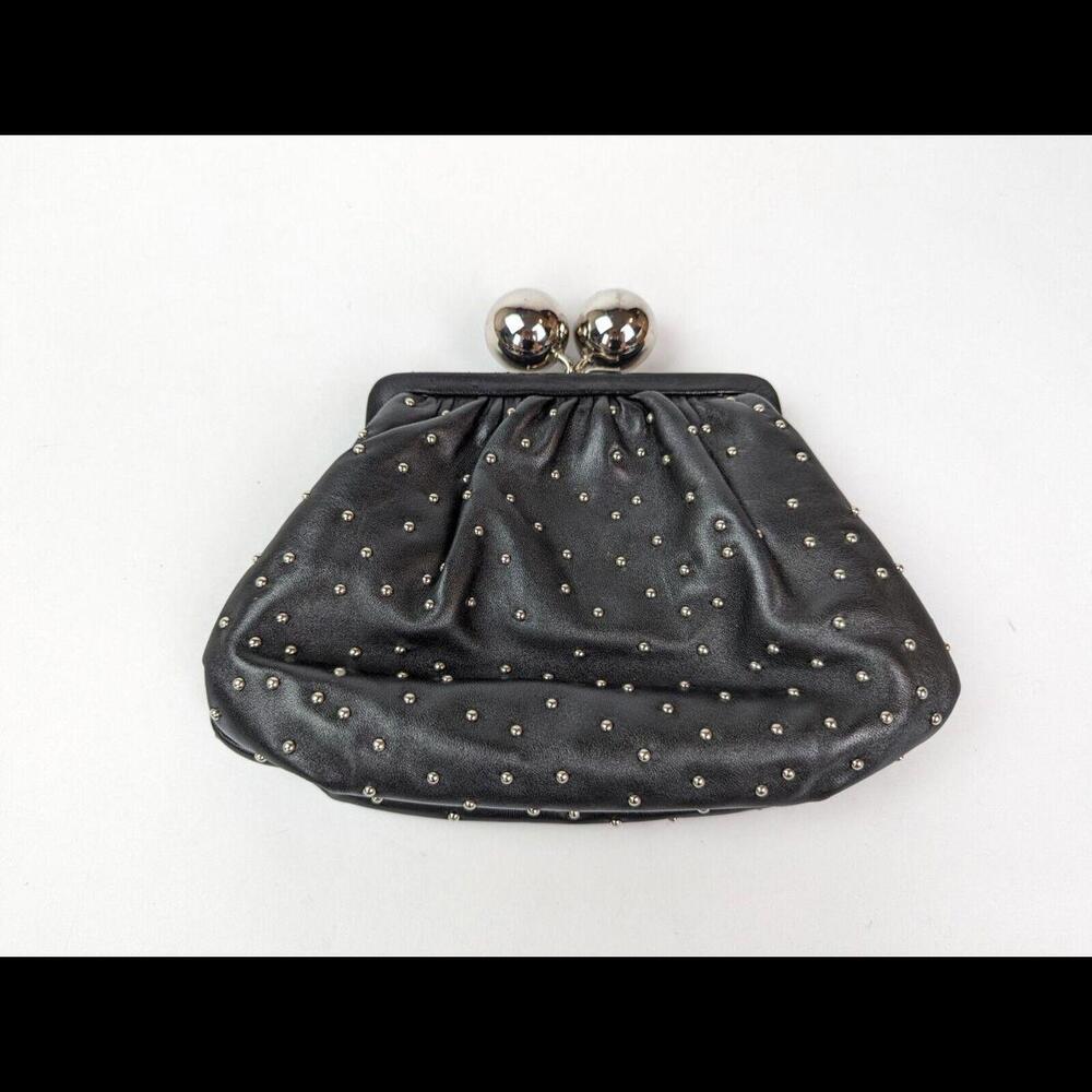 [SOLD] TIFFANY & CO. Black Lambskin Leather Studded Pouch Clutch Purse Handbag